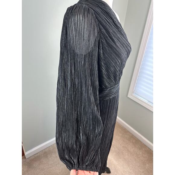 Gently Used Saylor Alora Black Metallic One Shoulder Midi Dress - M - Picture 5 of 9